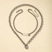Double Layered Heart-shaped Pin New Necklace main image 3