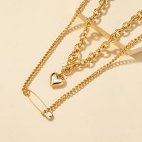 Double Layered Heart-shaped Pin New Necklace main image 4