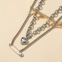 Double Layered Heart-shaped Pin New Necklace main image 5