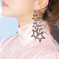 Fashion Metal Hollow Five-pointed Star Long Earrings main image 2