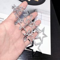 Fashion Metal Hollow Five-pointed Star Long Earrings main image 4