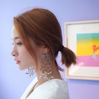 Fashion Metal Hollow Five-pointed Star Long Earrings main image 5