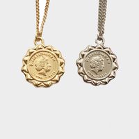 Korea Fashion Retro Gold Coin Necklace main image 3