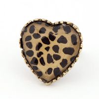 Korean Fashion Retro Leopard Peach Heart Open Ring main image 1