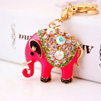 Alloy Rhinestone Elephant Keychain main image 6