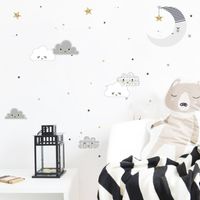 New Cartoon Clouds Moon Wall Stickers main image 4