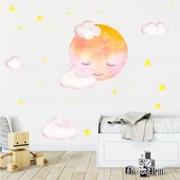 New Artistic Watercolor Moon Cloud Wall Sticker main image 4