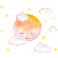 New Artistic Watercolor Moon Cloud Wall Sticker main image 6