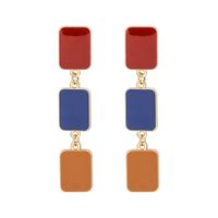 Long Simple Square Contrast Color Glaze Earrings main image 6