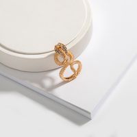 New Snake-shaped Diamond Alloy Ring main image 4