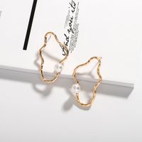 Simple Metal Irregular Pearl Earrings main image 4
