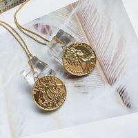 Fashion Retro Double Coin Roman Gold Coin Cross Necklace main image 3