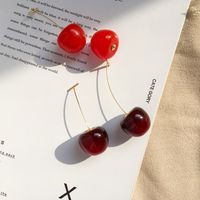 Simple Style Cherry Arylic Alloy Three-dimensional Women's Drop Earrings 1 Pair main image 1