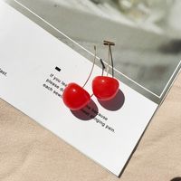 Simple Style Cherry Arylic Alloy Three-dimensional Women's Drop Earrings 1 Pair main image 4