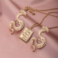 Popular Metal Zodiac Dragon Earrings Fashion Necklace main image 3