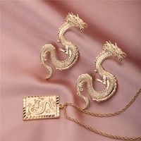 Popular Metal Zodiac Dragon Earrings Fashion Necklace main image 4