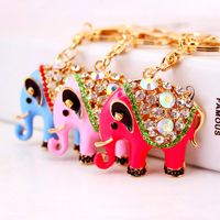 Alloy Rhinestone Elephant Keychain sku image 8