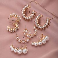 Retro Simple Pearl Earrings sku image 2