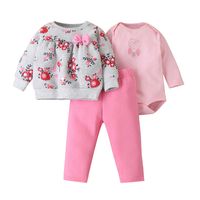 Fashion Pullover Three-piece Baby Animal Print Romper Suit sku image 6