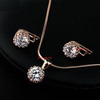 Shiny Zircon Combination Set Simple Necklace Earring Two-piece Jewelry Wholesale sku image 2