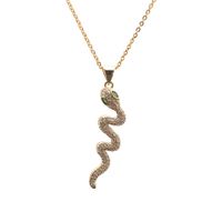Hot-selling Fashion Items New Micro-inlaid Zircon Gold Snake Copper Necklace sku image 12