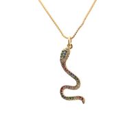 Hot-selling Fashion Items New Micro-inlaid Zircon Gold Snake Copper Necklace sku image 9
