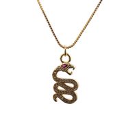 Hot-selling Fashion Items New Micro-inlaid Zircon Gold Snake Copper Necklace sku image 15