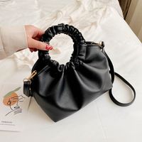 Women's Medium Pu Leather Solid Color Elegant Classic Style Bucket Open Shoulder Bag Handbag Crossbody Bag sku image 3
