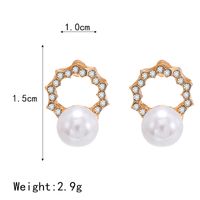 Korea Simple Pearl Geometric Diamond Earrings sku image 1