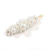 Korea Simple Pearl Geometric Diamond Earrings sku image 4