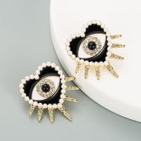 Fashion Exaggerated Diamond-studded Oil Drop Pearl Love Earrings sku image 3