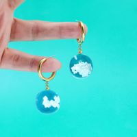 Blue Sky And White Clouds Luminous Resin Ball Earrings main image 1