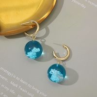 Blue Sky And White Clouds Luminous Resin Ball Earrings main image 3