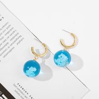 Blue Sky And White Clouds Luminous Resin Ball Earrings main image 4