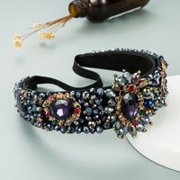 Retro Baroque Style Crystal Diamond Headband sku image 1