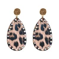 Creative Leather Double-sided Leopard Print Earrings sku image 1