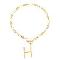 New 26 Letters Simple Golden English Necklace sku image 6