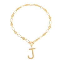 New 26 Letters Simple Golden English Necklace sku image 8