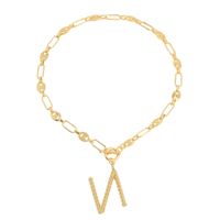 New 26 Letters Simple Golden English Necklace sku image 11