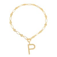 New 26 Letters Simple Golden English Necklace sku image 13