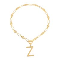 New 26 Letters Simple Golden English Necklace sku image 20
