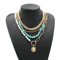 Ethnic Style Pearl Colorful Stones Exaggerated Necklace sku image 1