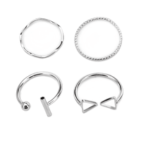Fashion Rings For Women Korean Hollow Five-pointed Geometric Three-piece Ring sku image 10
