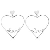 Hollow Peach Heart Letters Love Earrings sku image 1