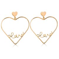 Hollow Peach Heart Letters Love Earrings sku image 2