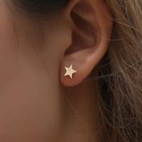 Simple Star And Moon Asymmetrical Earrings main image 3