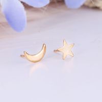 Simple Star And Moon Asymmetrical Earrings main image 5