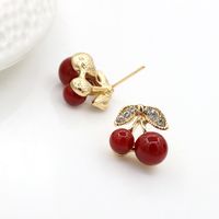 Cute Diamond Leaf Cherry Earrings main image 4