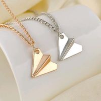 Fashion All-match Paper Airplane Pendant Necklace main image 4