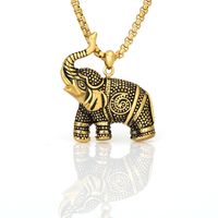 Collar Con Colgante De Elefante De Acero Simple sku image 2